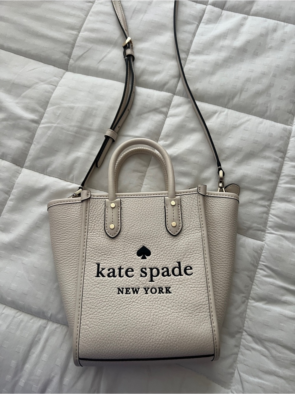 kate spade Cream Pebbled Leather Mini Tote with Removable Strap